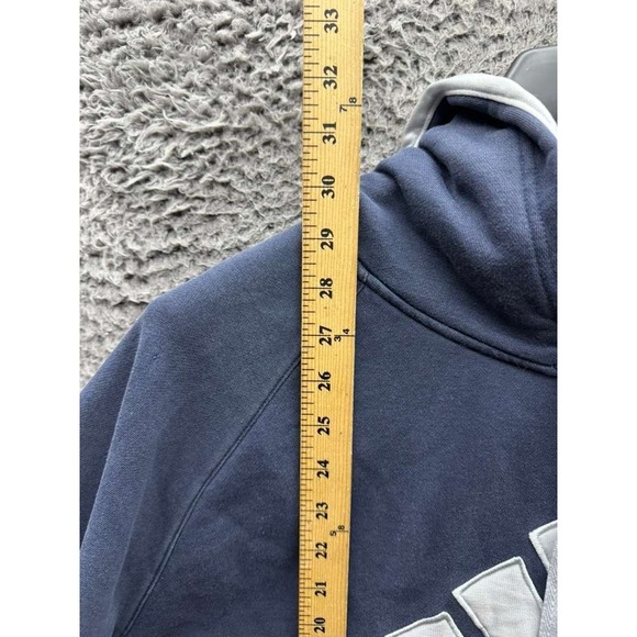 Vintage Adidas Logo Embroidered Cotton Pullover Hoodie Navy Blue Mens Size XL - Picture 8 of 10